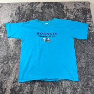 Vtg Salem Sportswear Charlotte Hornets NBA Embroidered T Shirt Single Stitch XL